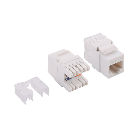 Conector fêmea rj45 utp cat.6 keystone, perfurado 180°