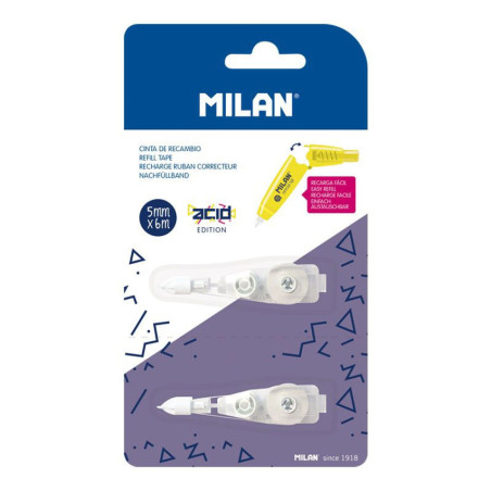 Recarga Corretor de Fita Milan 5 mmx6 m Blister c/2