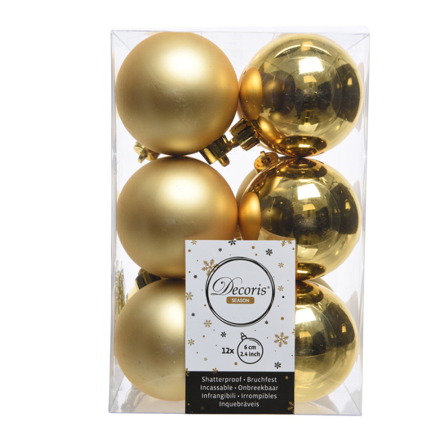Pack de 12 bolas douradas decorativas para árvore de natal ø6cm
