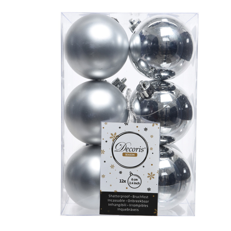 Pack de 12 bolas prateadas decorativas para árvore de natal ø6cm