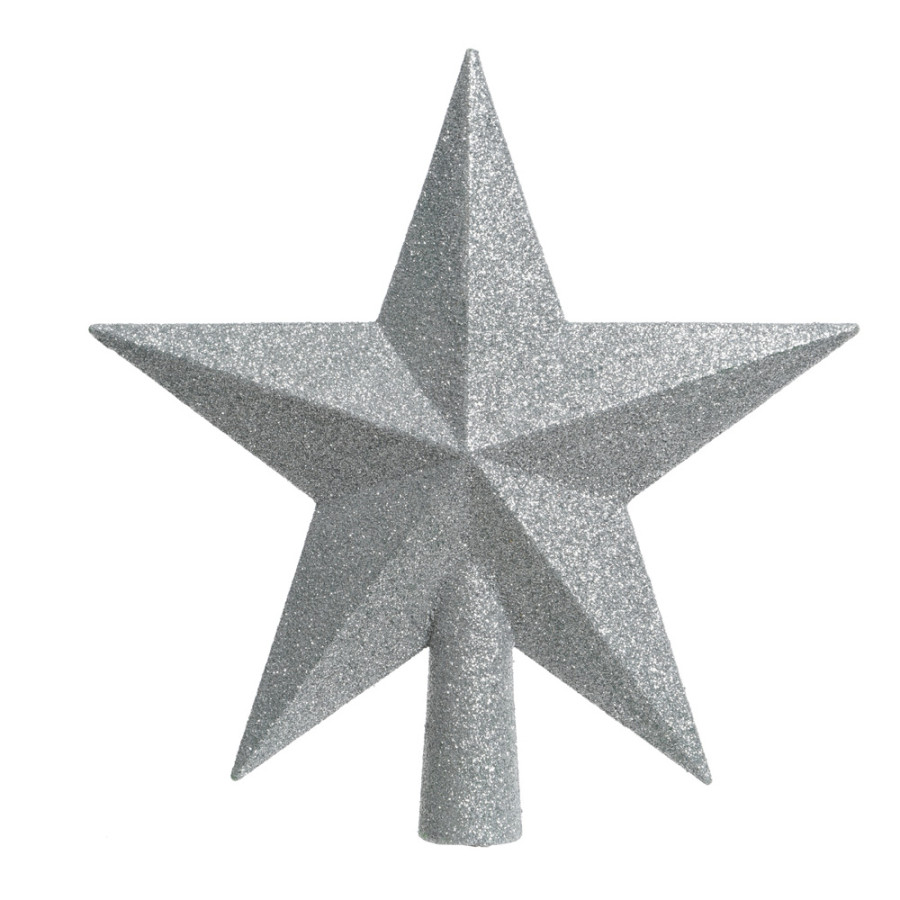 Estrela prateada com purpurina para árvore de natal 19x4,2x19cm