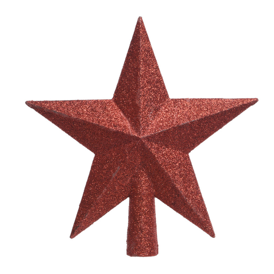 Estrela vermelha com purpurina para árvore de natal 19x4,2x19cm