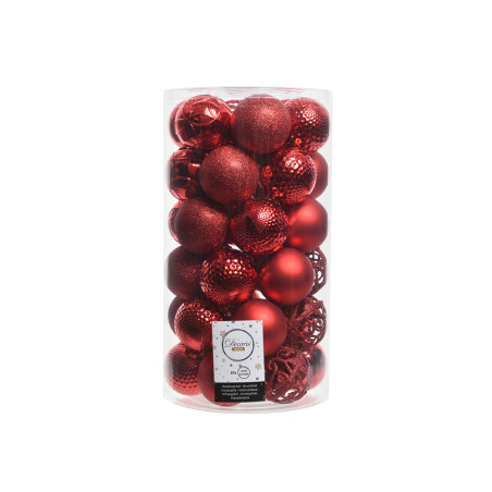 Pack de 37 bolas decorativas vermelhas para árvore de natal ø6cm