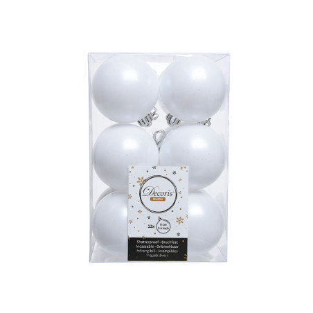 Pack de 12 bolas brancas decorativas para árvore de natal ø6cm
