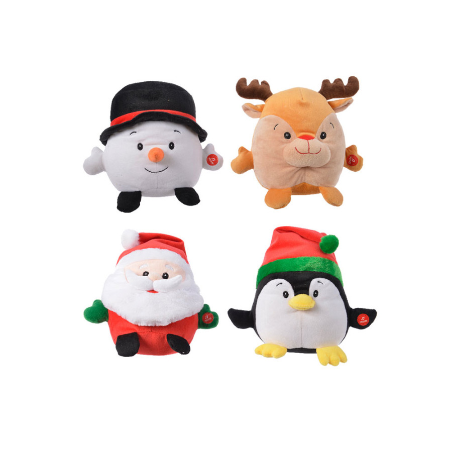 Boneco natalino cantante 4 modelos sortidos com vibração e som 21x20x21cm