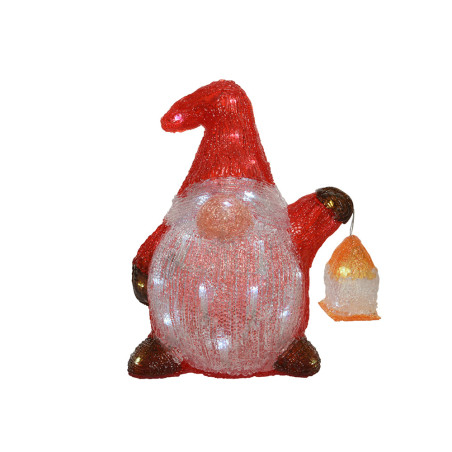 Gnomo acrílico led vermelho, 25x17x29cm. lumineo