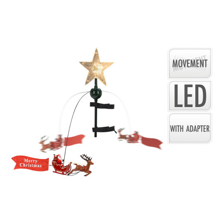 Estrela com led para copa árvore de natal com movimento 22x8x51cm