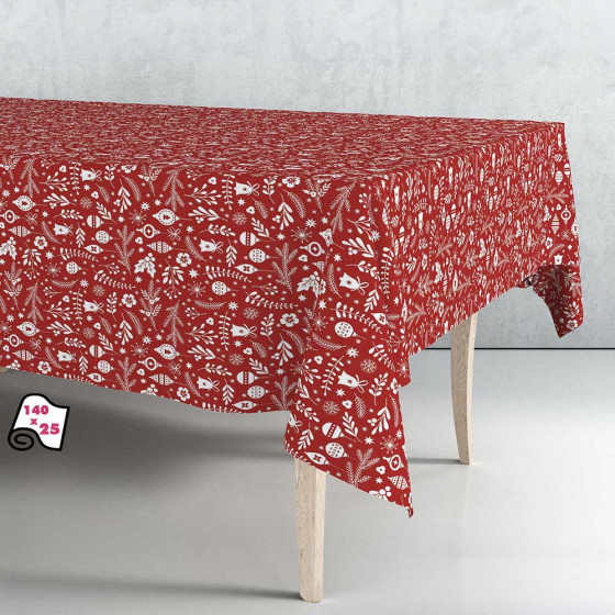 Rolo toalha de mesa pvc natal vermelho nórdico 140 cm x 25 m