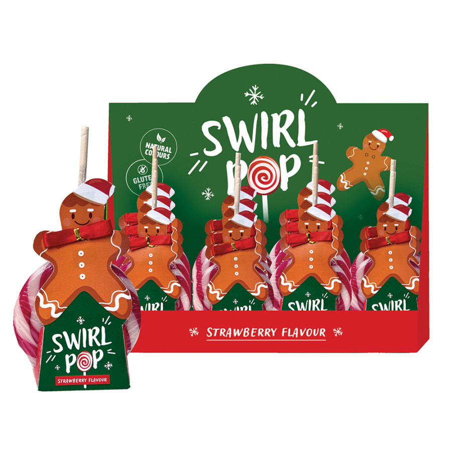 Chupa em espiral com sabor a morango, sem gluten. 90g.