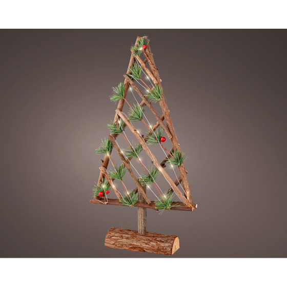 Árvore decorativa em madeira micro leds, 48 cm