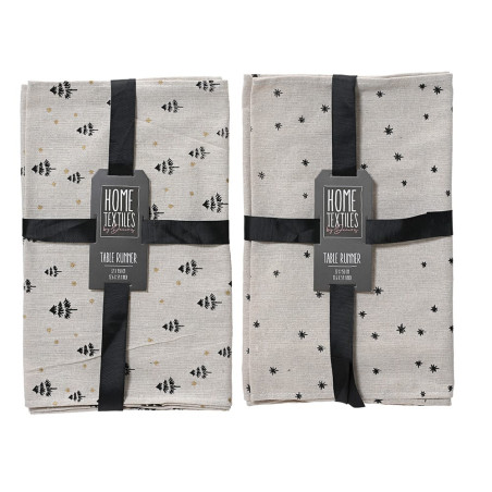 Naperom com estampados pretos, 2 modelos, 32x150cm.