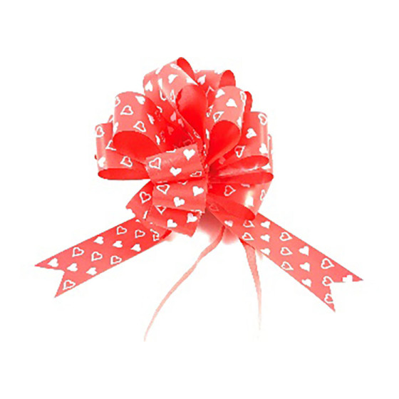 Laços vermelhos com corações para enfeitar, saco de 50 unidades, 31mm