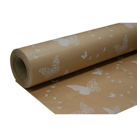 Papel de embrulho borboletas brancas 70 cm x 50 m