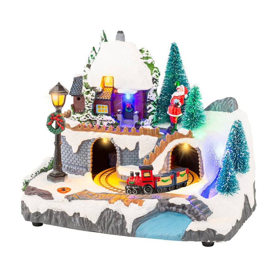 Cenário de natal com movimento e luz, vários modelos 20,8 x 13,9 x 17 cm