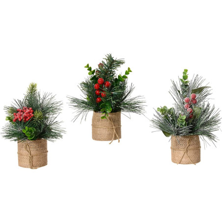 Pequenas plantas de decoração de natal para uso interno 20 x 15 cm, 3 peças