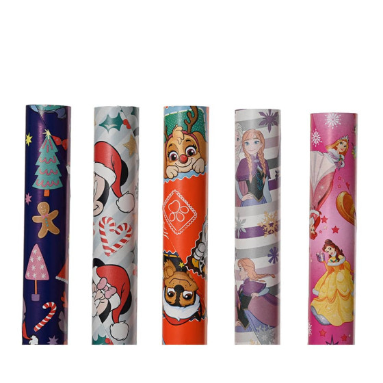 Papel de embrulho disney com motivos de natal, cores variadas