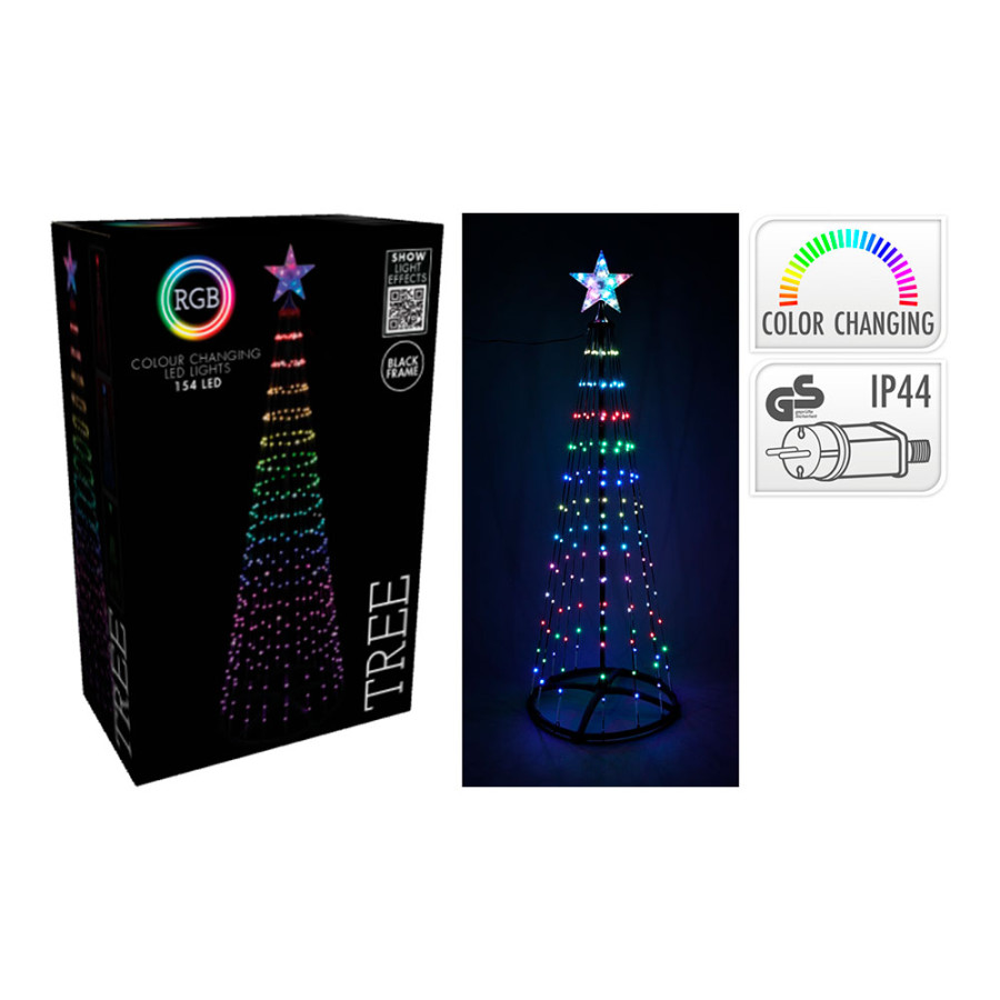 Árvore de natal 154 led rgb preto 1,5 m
