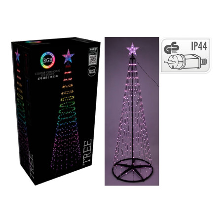 Árvore de natal 370 rgb led preto 2,10 m