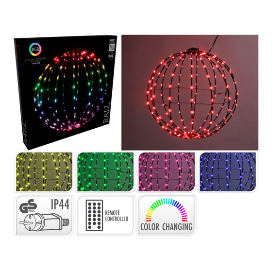 Bola de metal dobrável, com 168 leds rgb ø40 cm