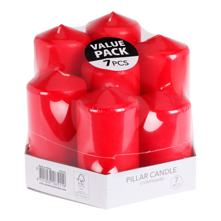Velas vermelhas ø55 mm com alturas diferentes, 7 pcs