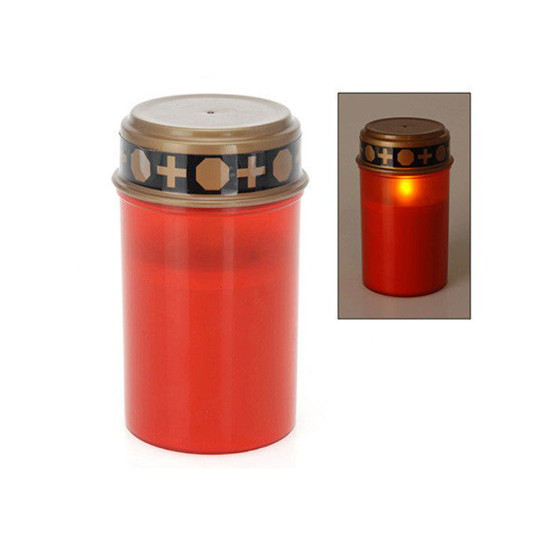 Vela litúrgica (cemitério) com luz led. 2xlr14 (pilhas não incluídas) luz branco quente