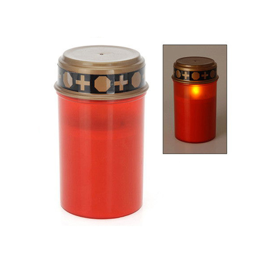 Vela litúrgica (cemitério) com luz led. 2xlr14 (pilhas não incluídas) luz branco quente
