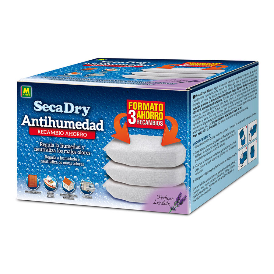Pack recargas secadry anti-humidade 3 uds x 450 g