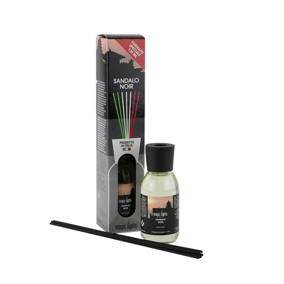 Difusor aroma mikado sândalo preto 125ml magic lights