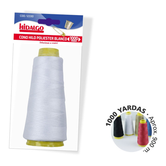Cone linha de poliéster 1000 yd branco hidalgo