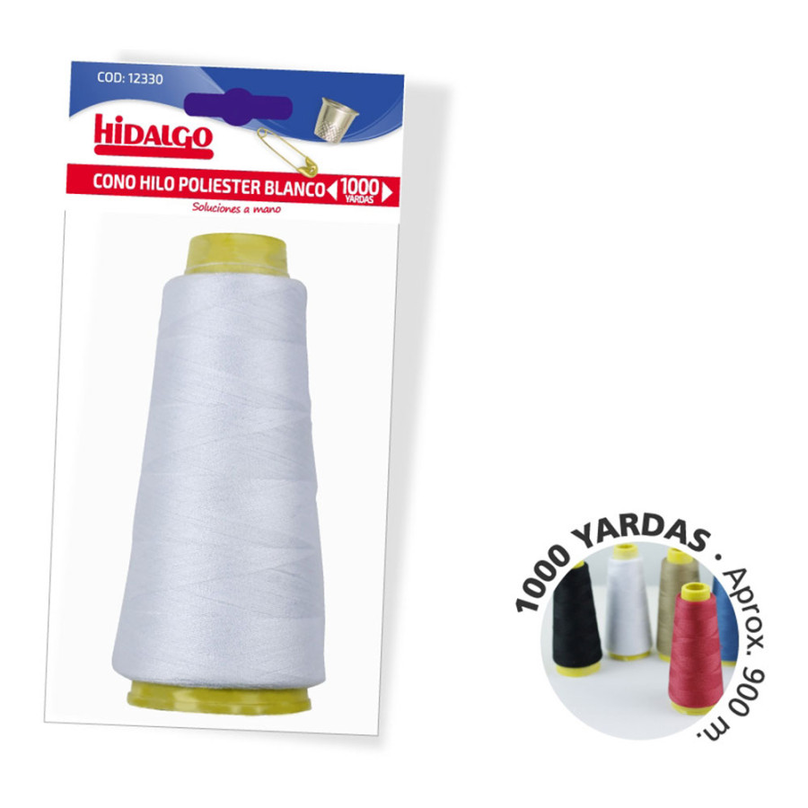 Cone linha de poliéster 1000 yd branco hidalgo