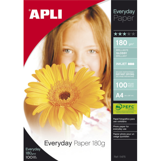 Papel Fotográfico A4 180 gr Apli Glossy