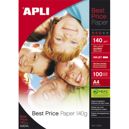 Papel Fotográfico A4 140 gr Apli Glossy