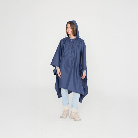 Capa de chuva dobrável azul escuro