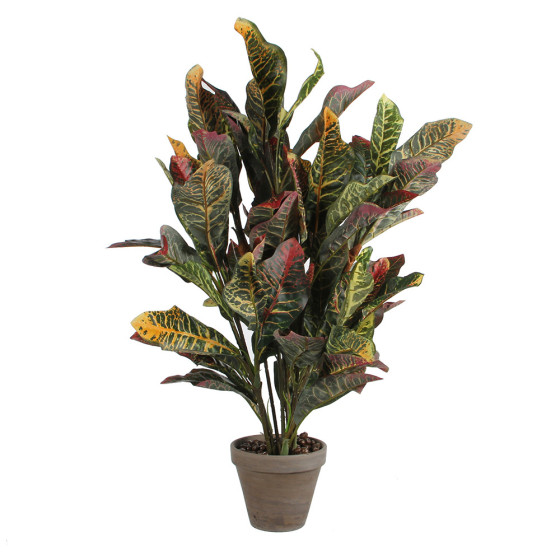 Croton verde pvc em vaso cinzento