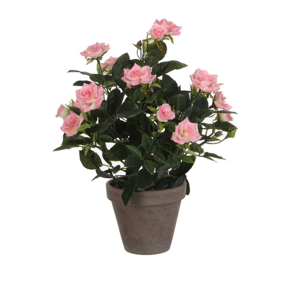Vaso cinzento com cor rosas rosa pvc