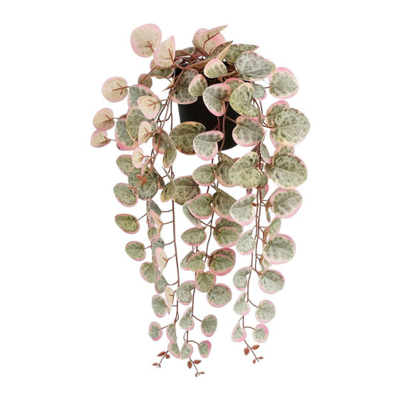 Planta artificial pendurar ceropegia woodii "colar de corações" rosa com vaso