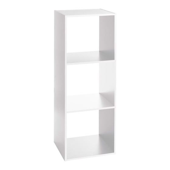 Estante madeira cor branco para 3 caixas de organização 100,5x34,4x32cm