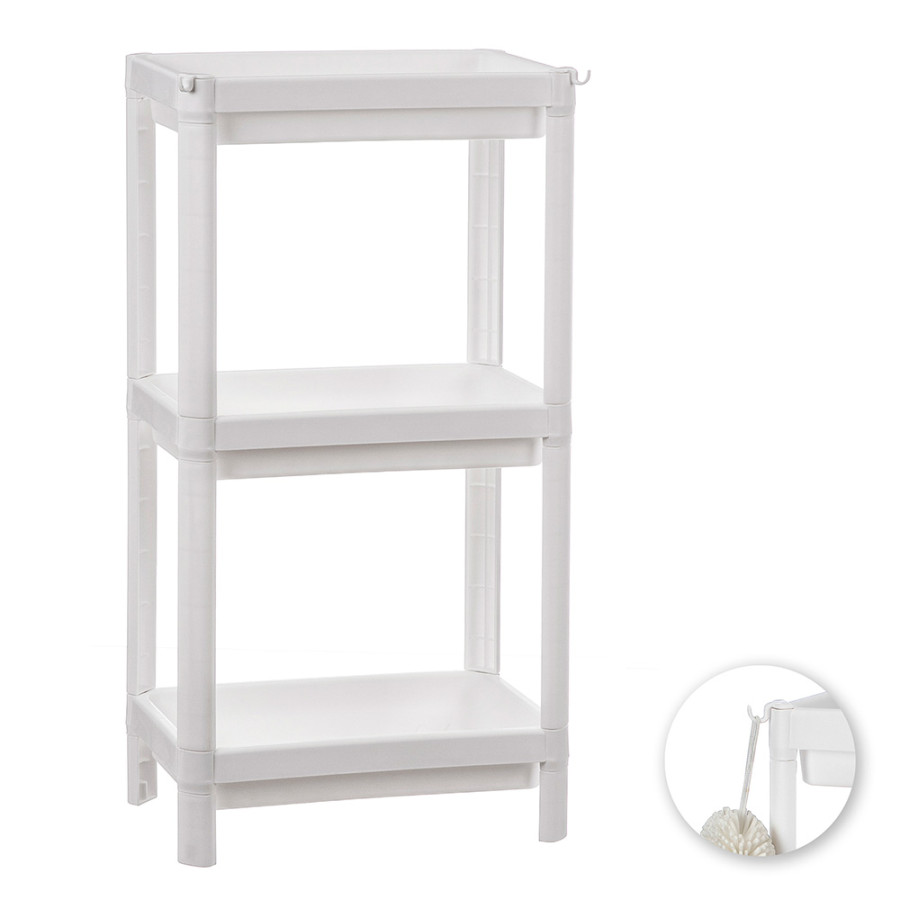 Estante de plástico com 3 prateleiras brancas 35,5x23x75 cm balette