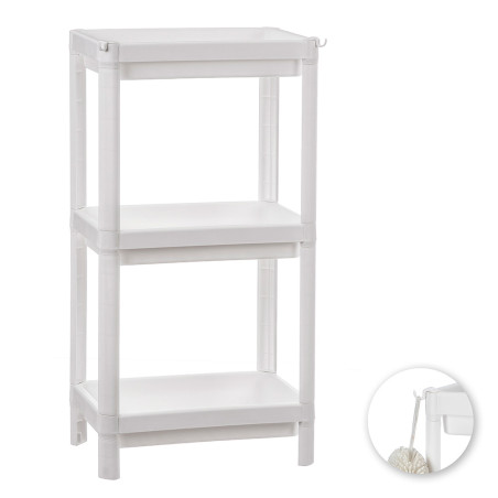 Estante de plástico com 3 prateleiras brancas 35,5x23x75 cm balette