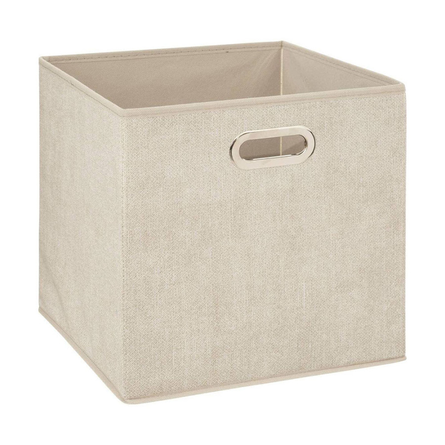 Caixa de organização cor bege para estante 31x31cm