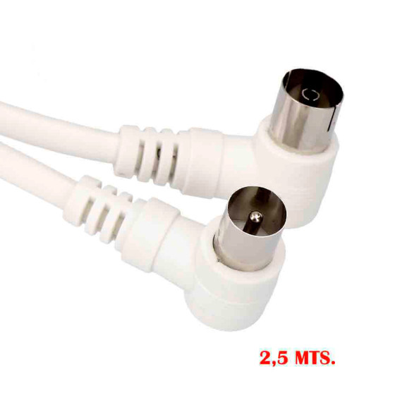 Prolongador tv-video curvo 9,5mm, 2,5m embalado branco
