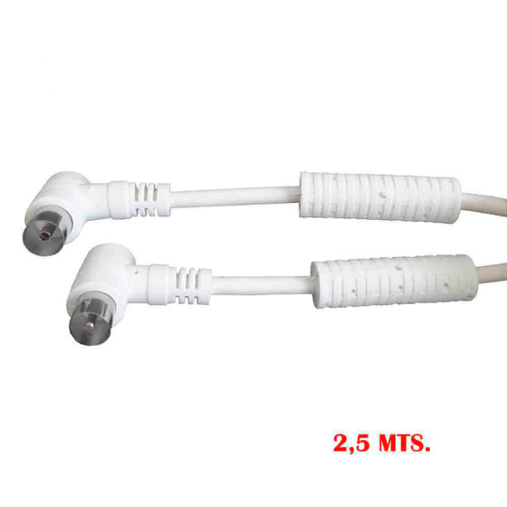 Extensão de tv-vídeo angular com filtro 9,5mm - 2,5m branco