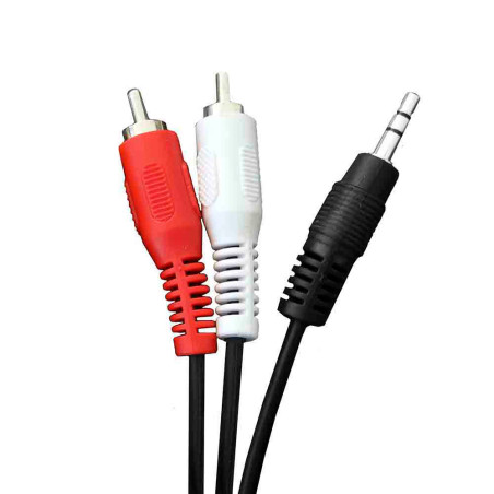 Cabo de áudio estéreo macho para 2 rca macho 3,5mm, 1,5m, preto