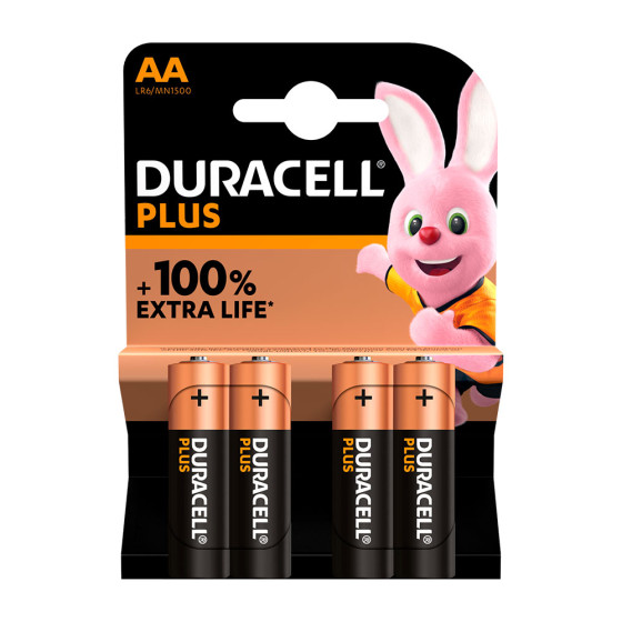 Pilha alcalina duracell plus power aa - lr06 1,5v (blíster 4 unid.) ø14,5x50,5mm