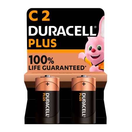 Pilha alcalina duracell plus power c - lr14 1,5v (blíster 2 unid.) ø26,2x50mm