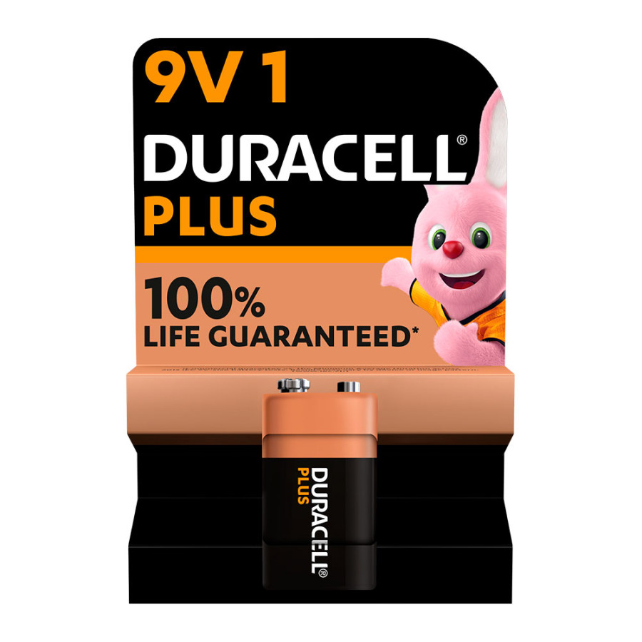 Pilha alcalina duracell plus power 6lr61 9v (blíster 1 unid.) 26,5x17,5x48,5mm