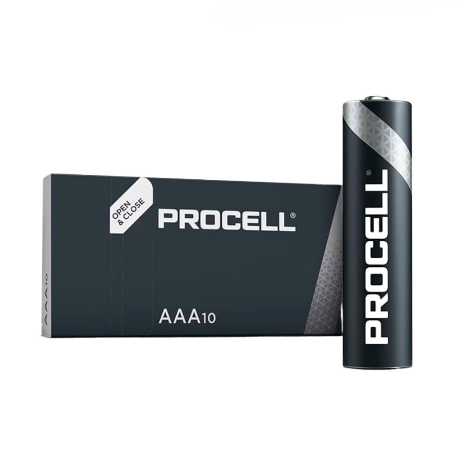 Pilha alcalina procell duracell aaa - lr03 1,5v (caixa de 10 unid.) ø10,5x44,5mm