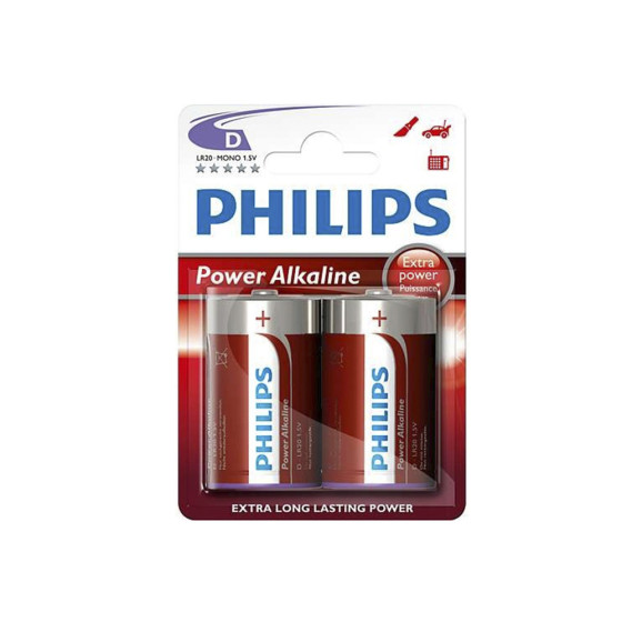 Pilha alcalina philips d - lr20 1,5v (blíster 2 unid.) ø34,2x61,5mm