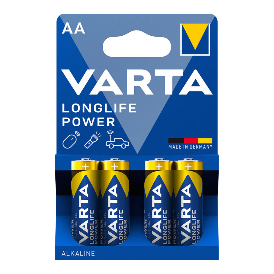 Pilha varta alcalina longlife power aa - lr06 (blíster 4 unid.) ø14,5x50,5mm