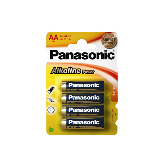 Pilha alcalina panasonic bronze aa - lr06 1,5v (blíster 4 unid.) ø14,5x50,5mm